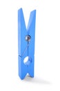 Blue clothespin on a white background. Royalty Free Stock Photo