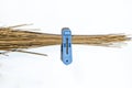 blue clothespins and broom sticks Royalty Free Stock Photo