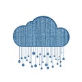 Blue cloud with binary code raining currency symbols Royalty Free Stock Photo