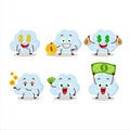 Blue cloud cartoon character with cute emoticon bring money Royalty Free Stock Photo