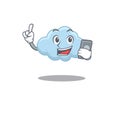 Blue cloud cartoon character speaking on phone Royalty Free Stock Photo