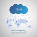 Blue Cloud Computing Concept Design with Icons Around the Cloud Royalty Free Stock Photo