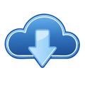 Blue Cloud Computing Download Icon Illustration for Data Transfer or Backup Royalty Free Stock Photo