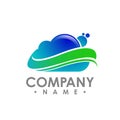 Blue cloud computing logo. Cloud info emblems. Cloud storage log Royalty Free Stock Photo