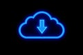 Blue Cloud Download Icon,Generative AI Royalty Free Stock Photo