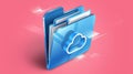 Blue Cloud Folder With Data on a Light Red Background Royalty Free Stock Photo