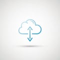Blue cloud icon with arrows symbolizing data upload and download Royalty Free Stock Photo