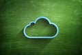 Blue cloud icon on blackboard Royalty Free Stock Photo