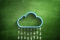 Blue cloud icon on blackboard Royalty Free Stock Photo