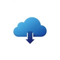 A blue cloud icon with a downward-pointing arrow below it, symbolizing cloud storag Royalty Free Stock Photo
