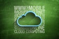 Blue cloud icon on blackboard Royalty Free Stock Photo