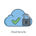 Blue Cloud Icon Green Checkmark Padlock Secure Data Royalty Free Stock Photo