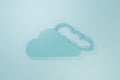 Blue Cloud icon isolated on blue background. Minimalism concept. 3D render illustration Royalty Free Stock Photo