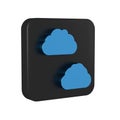 Blue Cloud icon isolated on transparent background. Black square button. Royalty Free Stock Photo