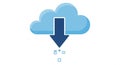 Blue cloud icon with a large downward arrow in dark blue, symbolizing data download Royalty Free Stock Photo