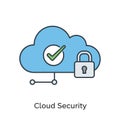 Blue Cloud Icon Secured Padlock Green Checkmark security Royalty Free Stock Photo