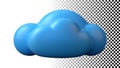 Blue cloud icon, weather symbol, sky element, cloudy forecast png transparent image Generative AI