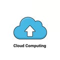 Blue cloud icon with a white upward arrow in its center, representing cloud computing. Royalty Free Stock Photo