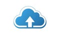 Blue Cloud Icon with Upward Arrow Symbolizing Cloud Computing and Data Upload on White Background Keywords: cloud Royalty Free Stock Photo