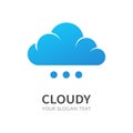 Blue cloud isolated vector logo. Data storage logotype on white background Royalty Free Stock Photo