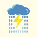 Blue cloud with lightning and rain icon. Cartoon illustration of clouds with lightning and rain vector icon for Internet.