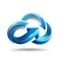 Blue cloud logo with two arrows forming an infinity symbol, suggesting a continuous syncing process Royalty Free Stock Photo