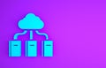 Blue Cloud or online library icon isolated on purple background. Internet education or distance training. Minimalism Royalty Free Stock Photo