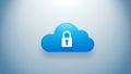Blue cloud with a padlock in the center representing data security Royalty Free Stock Photo