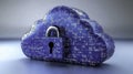 Blue cloud with padlock, digital security concept, data protection symbol. Royalty Free Stock Photo