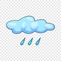 Blue cloud rain icon, cartoon style
