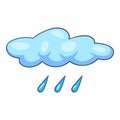 Blue cloud rain icon, cartoon style