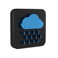 Blue Cloud with rain icon isolated on transparent background. Rain cloud precipitation with rain drops. Black square Royalty Free Stock Photo