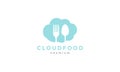 Blue cloud with spoon and fork logo vector symbol icon design graphic illustration Royalty Free Stock Photo