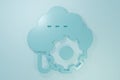 Blue Cloud technology data transfer and storage icon isolated on blue background. Adjusting, service, setting Royalty Free Stock Photo