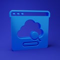 Blue Cloud technology data transfer and storage icon isolated on blue background. Minimalism concept. 3D render Royalty Free Stock Photo