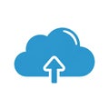 Blue cloud with upward arrow on transparent background Royalty Free Stock Photo