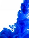 Blue clouds of ink in liquid isolated on white Royalty Free Stock Photo