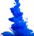 Blue clouds of ink in liquid isolated on white Royalty Free Stock Photo