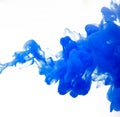 Blue clouds of ink in liquid isolated on white Royalty Free Stock Photo