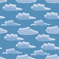 Blue clouds seamless pattern background. Art endless sky design element stock vector illustration