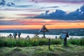 Wooden crosses of the churchyard on Mount Levitan in Plyos Royalty Free Stock Photo