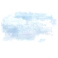 Blue clouds on white background. Color watercolor stain. White and blue clouds in clear weather