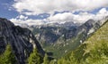 Blue and cloudy sky above Slovenian Alps Royalty Free Stock Photo