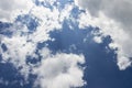 Blue cloudy sky background on bright day. Royalty Free Stock Photo