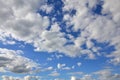 A blue cloudy sky with many small clouds blocking the su Royalty Free Stock Photo