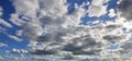 A blue cloudy sky with many small clouds blocking the su Royalty Free Stock Photo