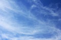 Blue cloudy sky nature concept image. Sunny skyscape pattern with small clouds Royalty Free Stock Photo