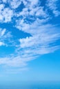 Blue cloudy sky over sea background texture. Royalty Free Stock Photo