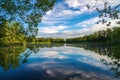 Blue Cloudy Sky Over A Summer Lake Royalty Free Stock Photo