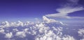 Blue cloudy sky view from jet plane Royalty Free Stock Photo